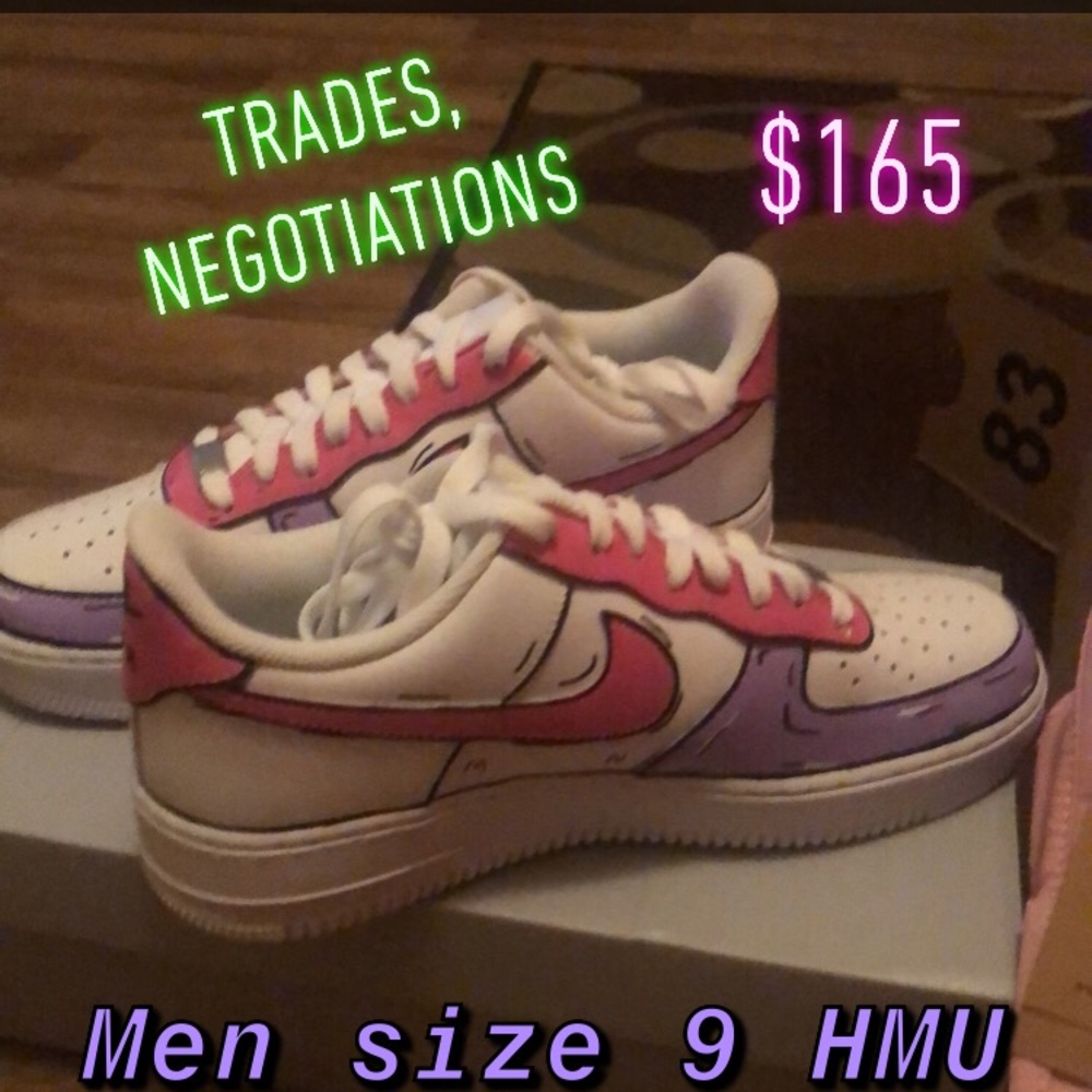 Customized white Air Force 1s